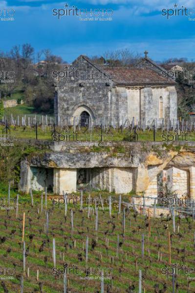 GIRONDE (33), SAINT-EMILION, CHATEAU AUSONE, VIGNE PLANTEE SUR LE ROCHER CALCAIRE ET LA CHAPELLE DES ANGES GARDIENS, 13 EME SIECLE, STYLE ROMAN, 1 ER GRAND CRU CLASSE A , AOC SAINT EMILION, VIGNOBLE DE BORDEAUX // FRANCE, GIRONDE (33), SAINT-EMILION, CHATEAU AUSONE, VINEYARD PLANT ON THE LIMESTONE ROCK AND THE CHAPEL OF THE GUARDIAN ANGELS, 13TH CENTURY, ROMAN STYLE, 1 ER GRAND CRU CLASSE A, AOC SAINT EMILION, BORDEAUX VINEYARD (210318JBNadeau_021.jpg)